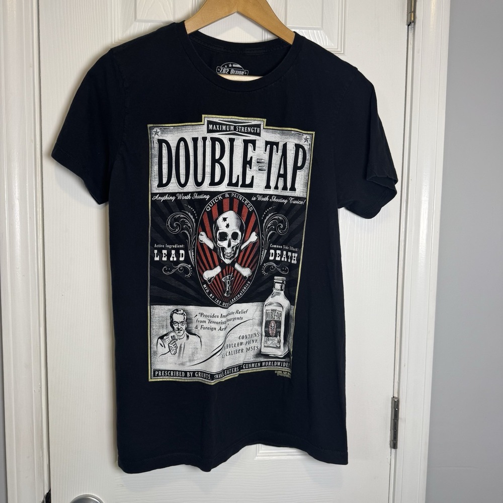 7.62 DESIGN DOUBLE TAP  Black Tee Shirt Short Sleeve Mens‎ Size Large